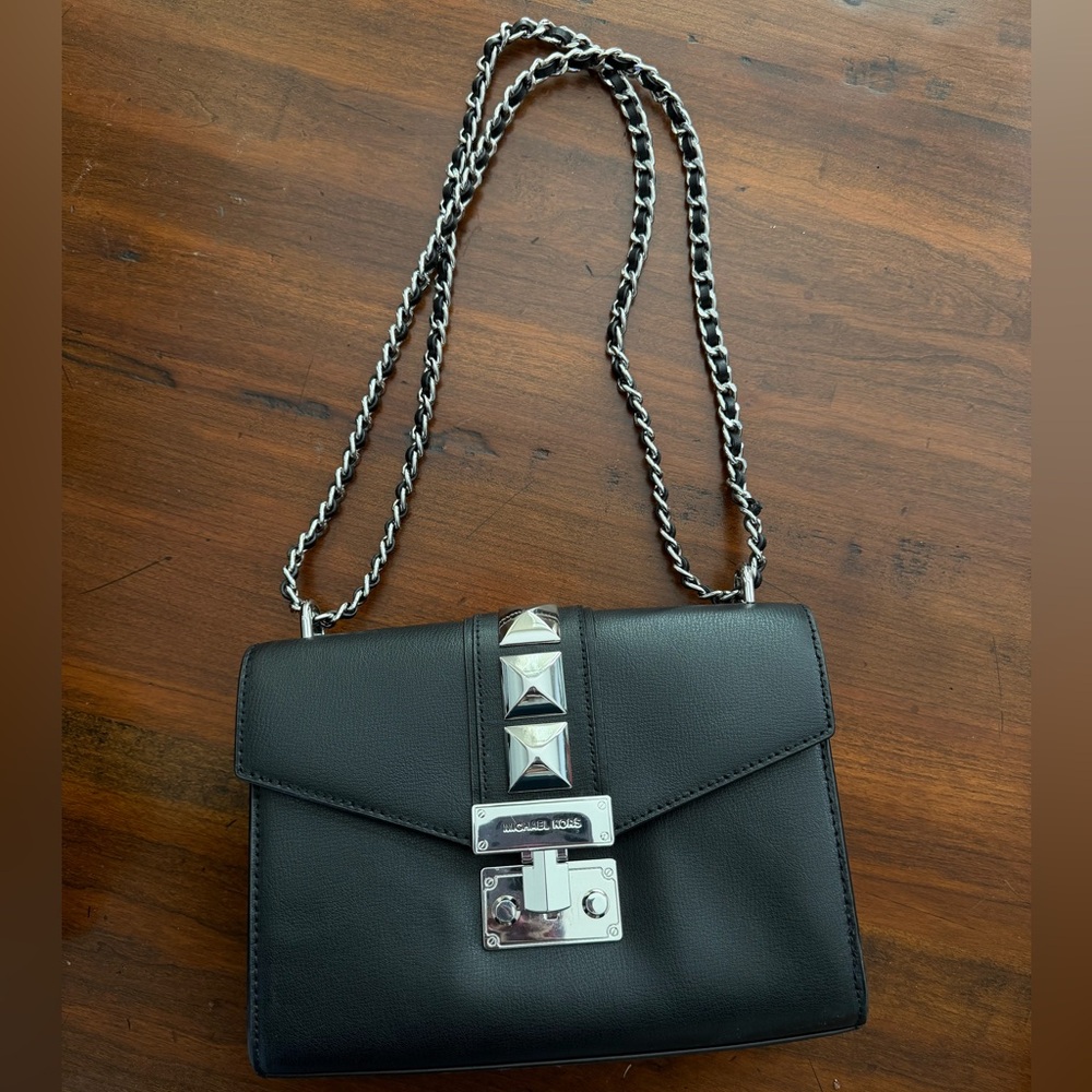 Michael Kors Black Crossbody Bag with Silver Studs